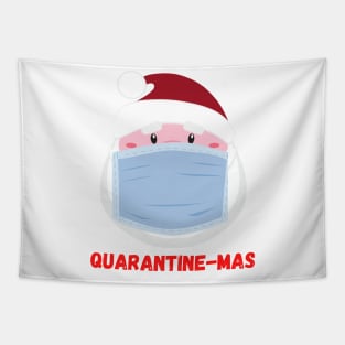 Quarantine-Mas Santa Claus Christmas in Quarantine Santa Clause Wearing a Mask and Social Distancing Tapestry