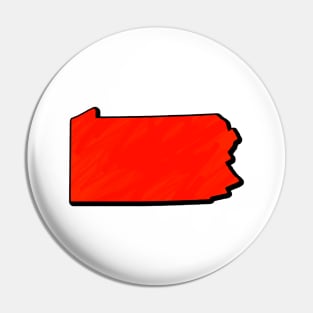 Bright Red Pennsylvania Outline Pin