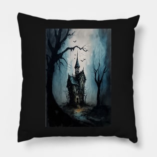 Haunted House in the Woods Pillow