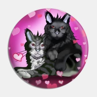 Black maine coon cat brothers with pink hearts Pin