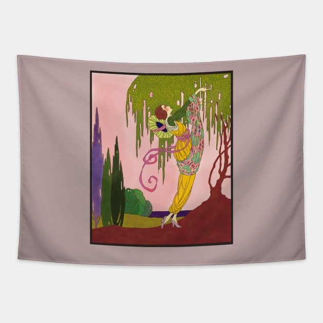 Art Nouveau Lady (on pink) Tapestry by Soth Studio