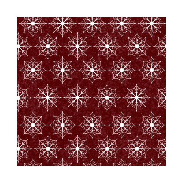 Snowflake Flower Pattern - Red by monitdesign