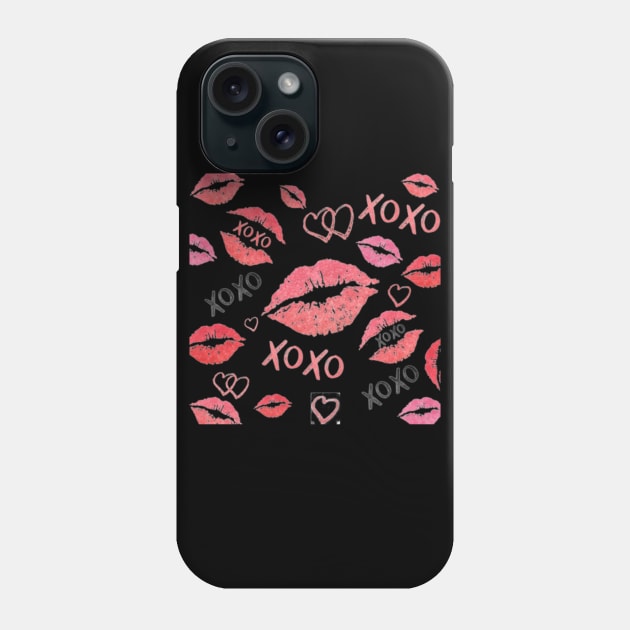 Hearts, Lips And Kisses Phone Case by Graffix