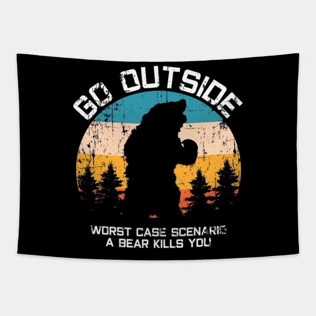 Funny Animal Go Outside Get Eaten By Bear Tapestry by Olegpavlovmmo