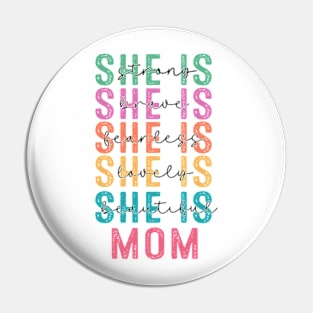 She Is MOM Retro Mother Day Pin