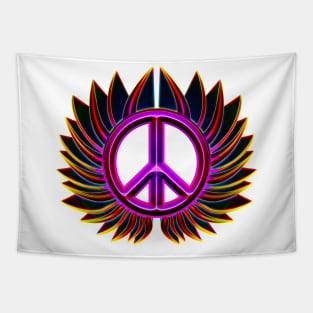 glowing peace sign flower Tapestry