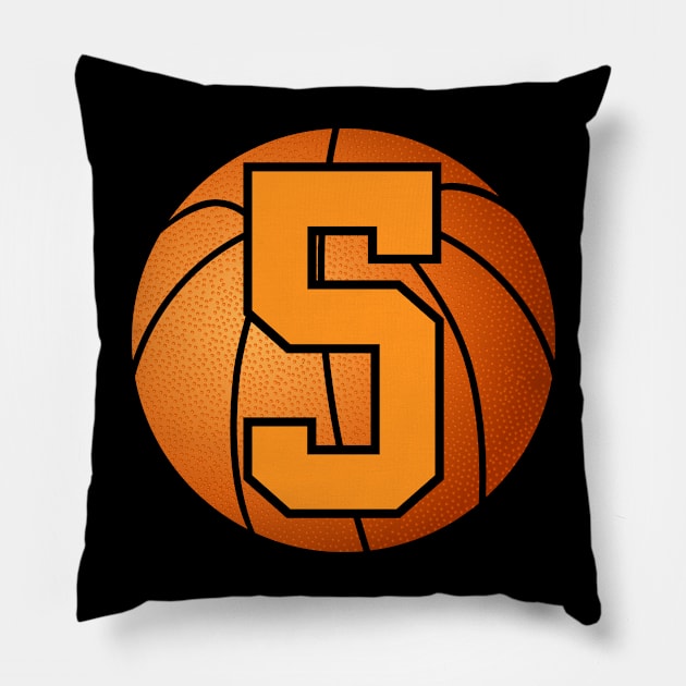 Basketball Number 5 Pillow by Ericokore