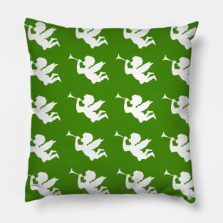 Cherub cherubim angels green regular pattern Pillow