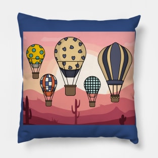 Retro Hot Air Balloons Balloon Ride Pillow