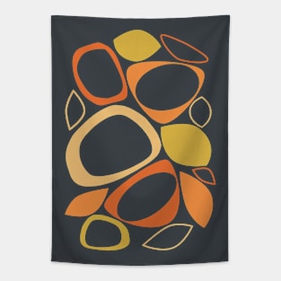 Mid Century Modern Abstract 8 Charcoal, Orange and Yellow Tapestry