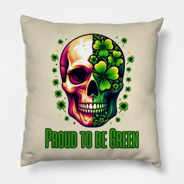 St Patricks Day 2024. Irish Skull Men Pillow by BukovskyART