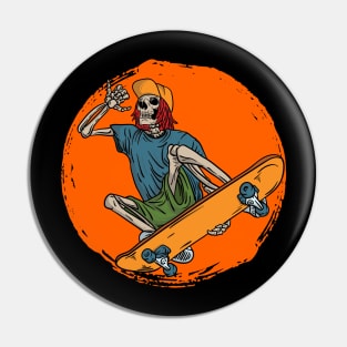 Skeleton Skateboard Cool Aesthetic Pin