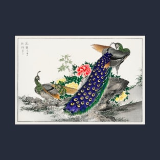 Peacock and Peony vintage Japanese woodblock print T-Shirt