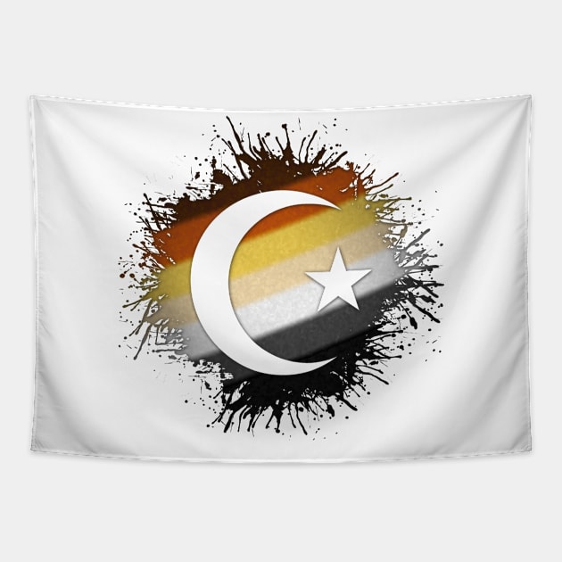 Paint Splatter Gay Bear Pride Flag Star and Crescent Symbol Tapestry by LiveLoudGraphics