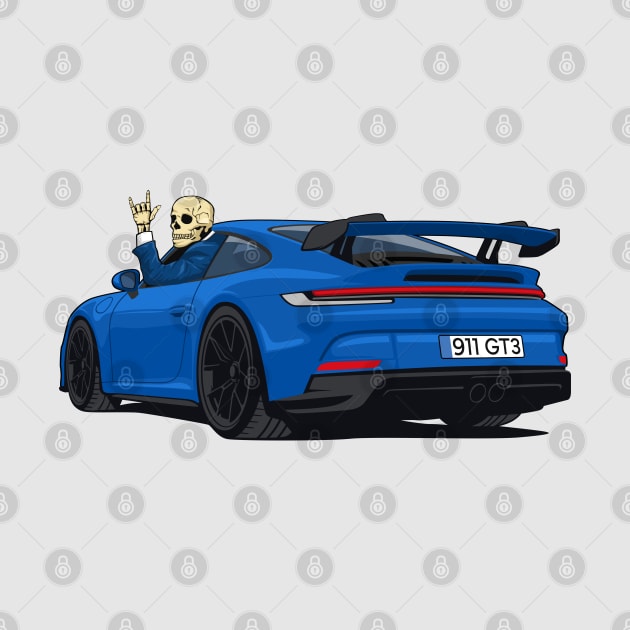 car 911 GT3 skull metal hands navy blue by creative.z