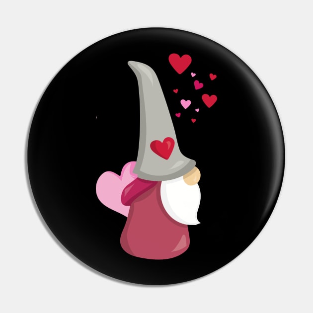 Valentine's Day Gnome, Cute Gnome, Beard, Hearts Pin by Jelena Dunčević