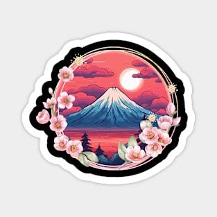 Mount Fuji Cherry Blossoms Japanese Art Magnet