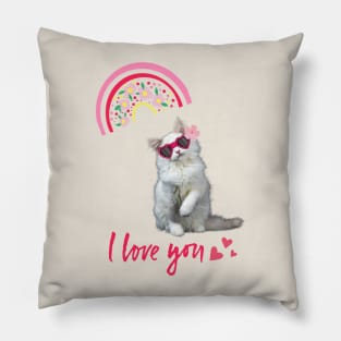 Rainbow Cat Love Pillow