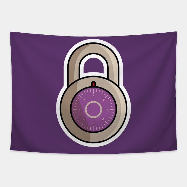 Padlock For Password Secure Sticker vector illustration. Technology and safety objects icon concept. Symbol protection and secure. Cyber security digital data protection concept sticker design. Tapestry by AlviStudio