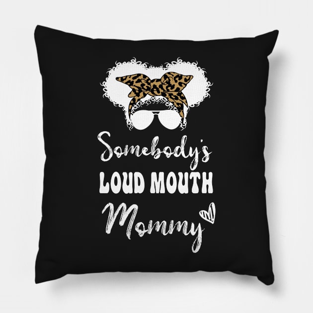 Groovy Afro Somebodys Loud Mouth Mamie, Leopard Bandana Sunglasses Pillow by WassilArt