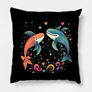 Whale Couple Valentine Pillow