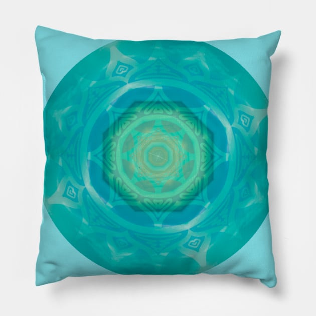 LOTUS MANDALA, TURQUOISE PATTERN DESIGN, BLUE AND GREEN MANDALA Pillow by danitacreate