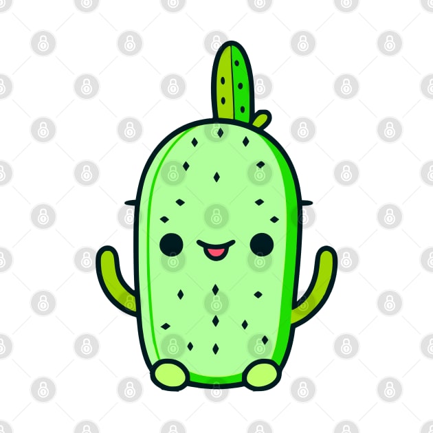 Cute Smiling Green Cactus Cartoon by JoeStylistics