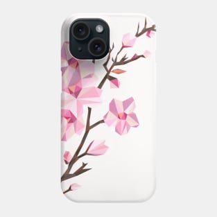 Geometric Japanese Sakura - Cherry Blossoms on White Background Phone Case