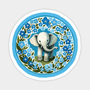 Forget Me nots Elephant Magnet