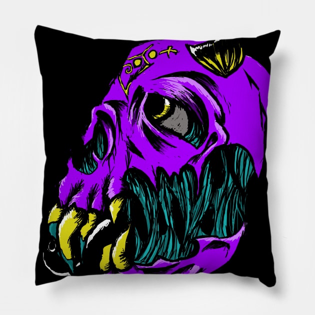 Regal Purple Demon Skull Pillow by PoesUnderstudy