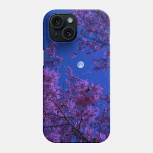 Moon glowing over the flowers Phone Case