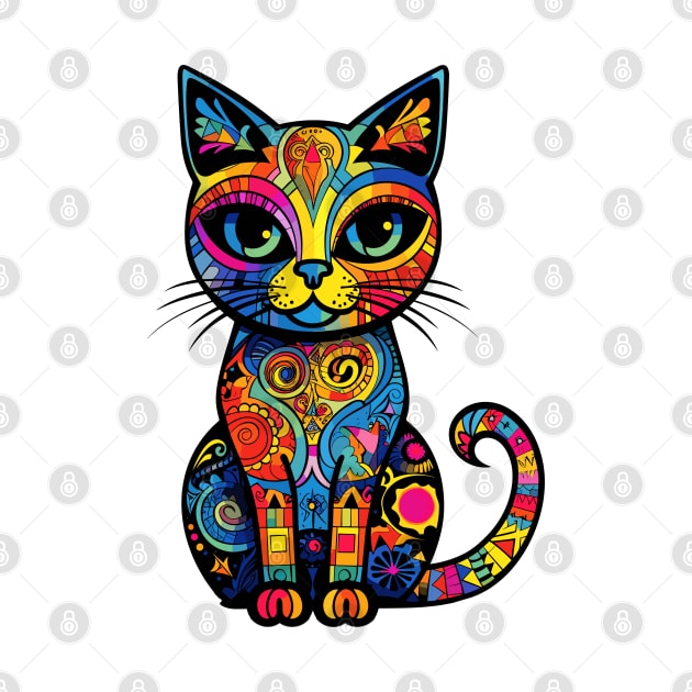 Colorful Doodle art cat by Scrapitsideways