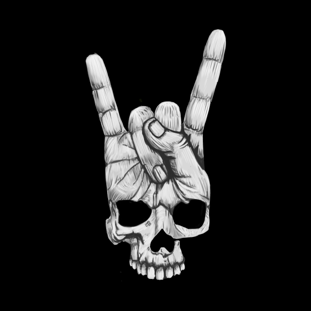 Rock On Hand-Skull - Rock On Hand Sign - Tapestry | TeePublic