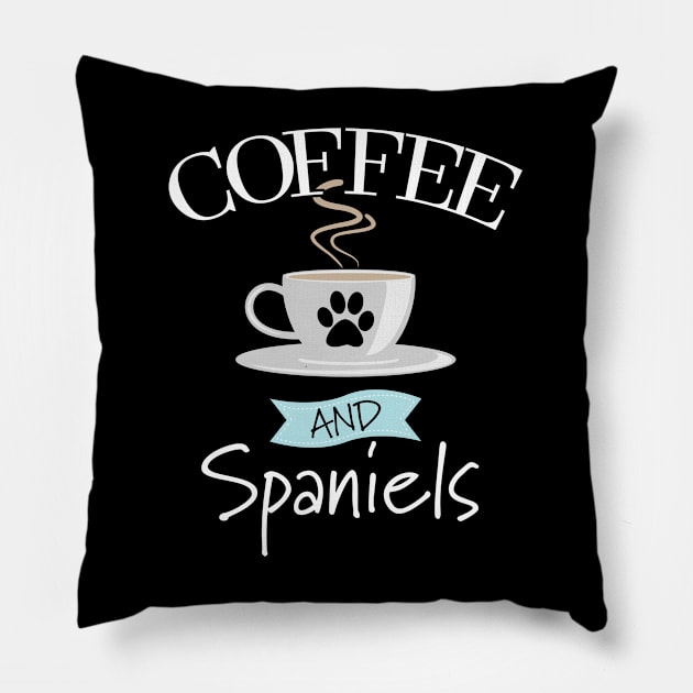 Spaniel - Coffee And Spaniels Pillow by Kudostees