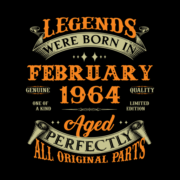 Legends Were Born In February 1964 60 Years Old 60th Birthday Gift by Kontjo