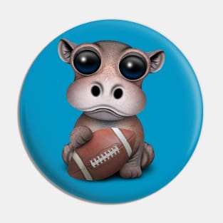 Cute Baby Hippo Playing With Football Pin