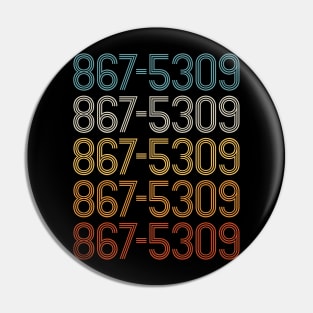 867-5309 Colorful Classic Rock Text Pattern Pin