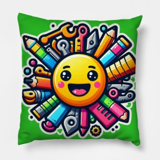 Colorful cheerful tools for the handyman Pillow