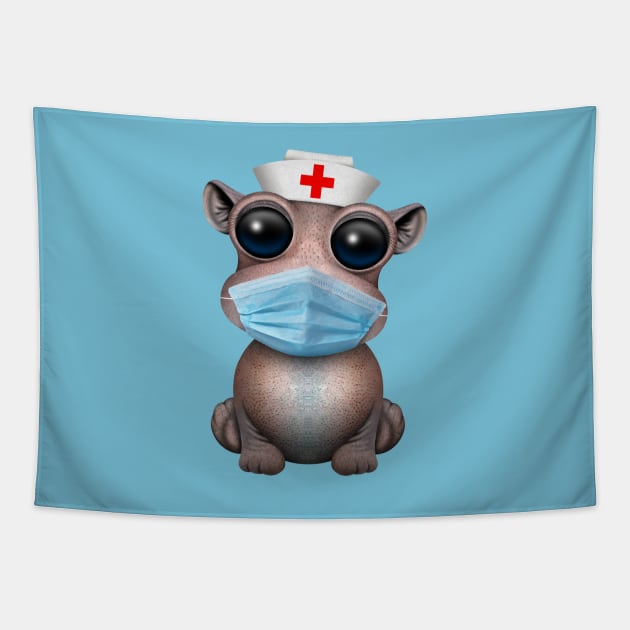 Cute Baby Hippo Nurse Tapestry by jeffbartels