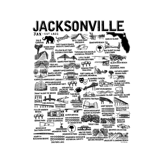 Jacksonville Florida Map Art by fiberandgloss