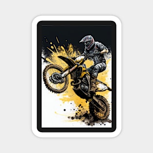 Dirt bike wheelie - yellow splash white background Magnet