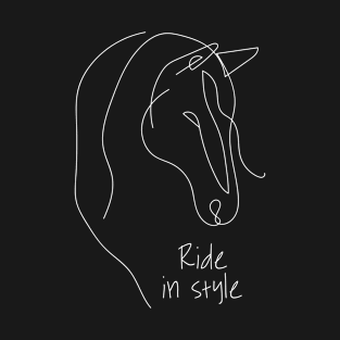 Ride in style - Cute Horse Head On Black T-Shirt