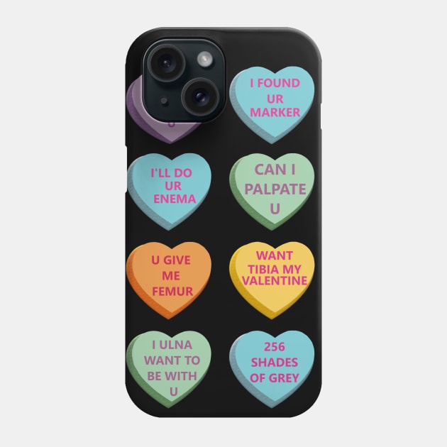 Funny Xray Valentines Candy Hearts BK Background Phone Case by Humerushumor