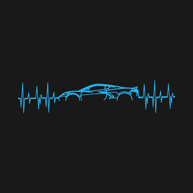 C8 Corvette Heartbeat Rapid Blue Supercar EKG Sports Car Heart Beat Line Racecar Pulse by Tees 4 Thee