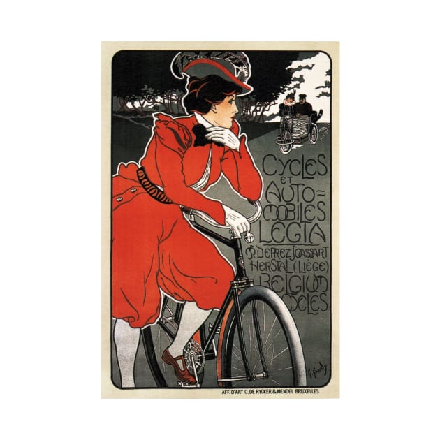 LEGIA Cycles Belgium Art Nouveau Vintage Bicycle Advertisement by vintageposters