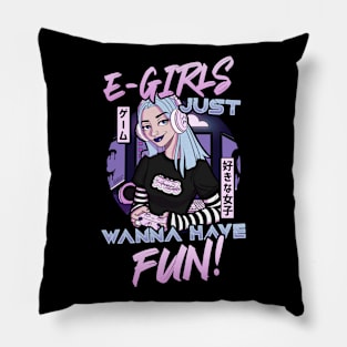 E-Girls Just Wanna Have Fun - Cartoon Gamer Girl Pillow