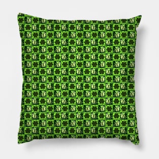 Green Bee Clover Pattern Pillow