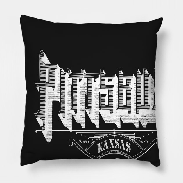 Vintage Pittsburg, KS Pillow by DonDota