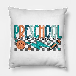 Preschool Squad Preschool Team Retro Groovy Back To School Pillow