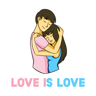 Cute Couple Transgender LGBT Gay Pride Ally - Love Is Love T-Shirt